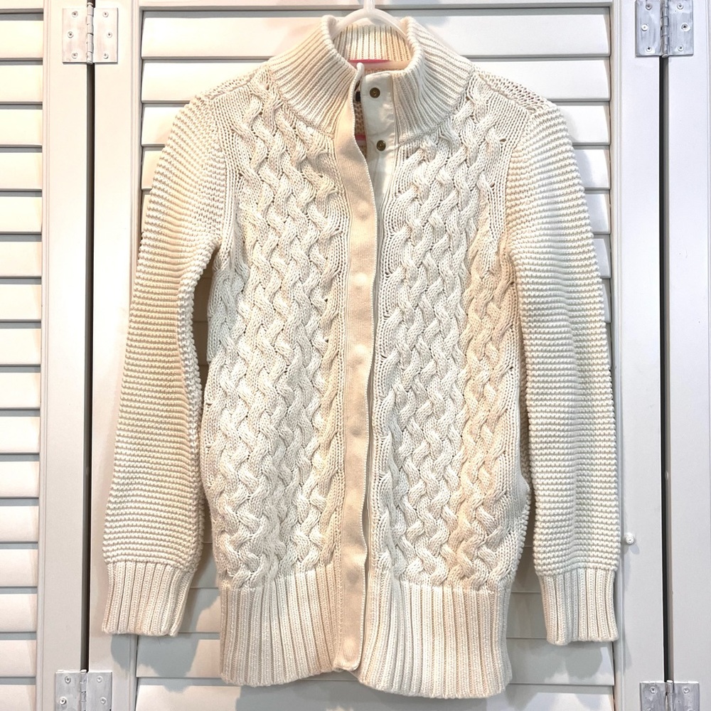 Gap Kids Fisherman Cream Long Sleeve Sweater Jacket